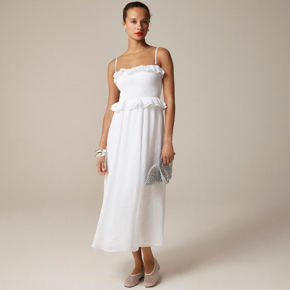 J. Crew Women's Lined Ravenna Dress Sleeveless in Ramie White Size Small NWT - Picture 1 of 12